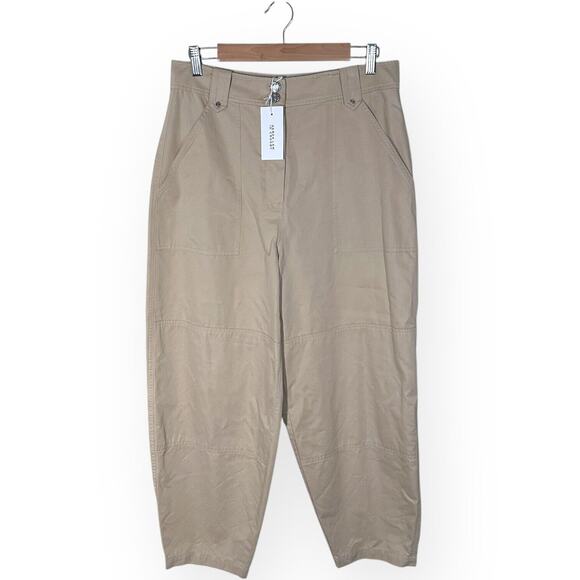 New $325 DEREK LAM 10 CROSBY Peirson Utility Ankle Barrel Pants Twill Khaki Tan - Picture 3 of 14